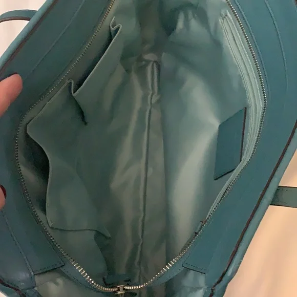 COACH turquoise blue ruffled leather luxury shoulder bag in excellent condition - Picture 6 of 9